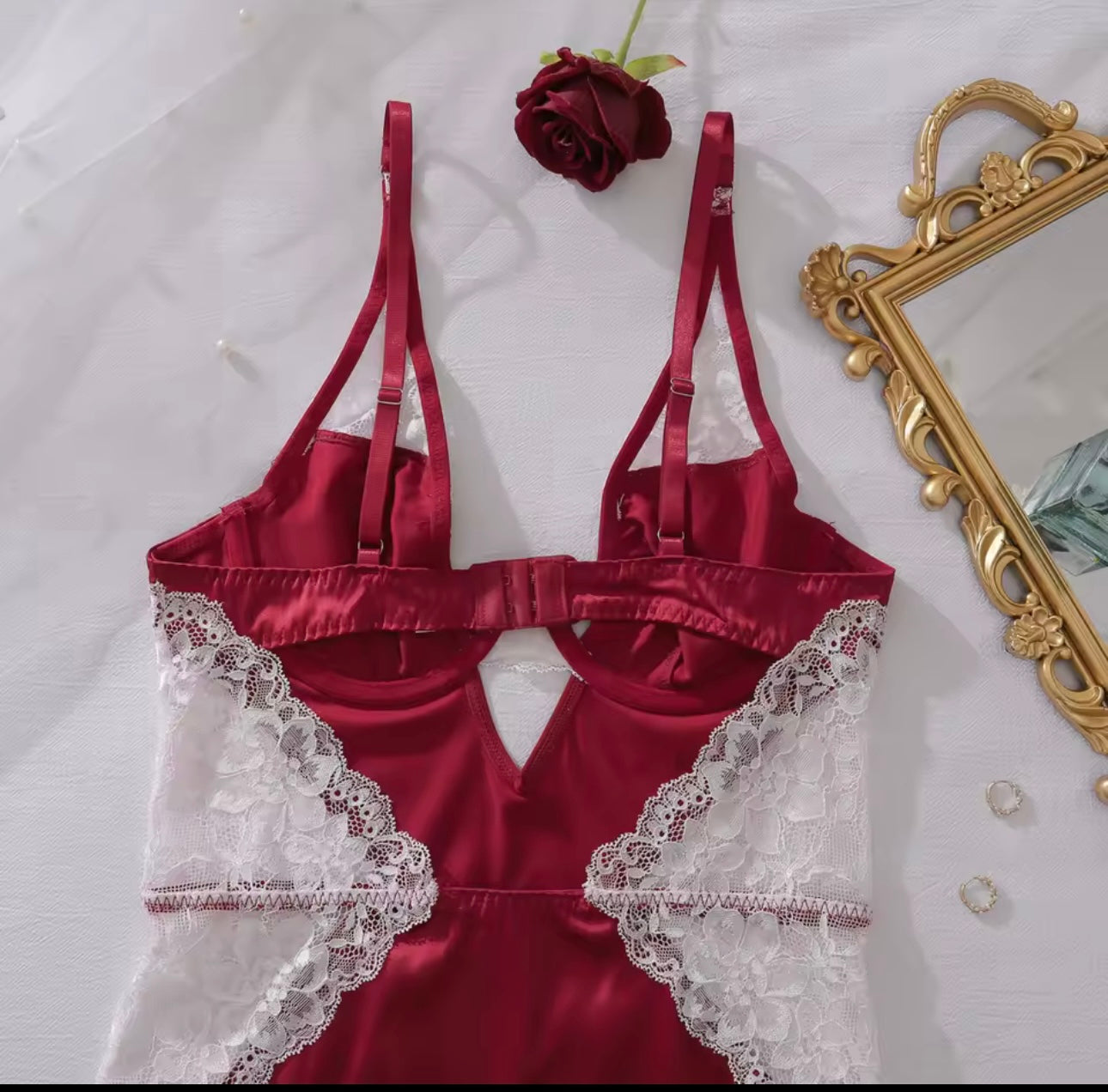 Christmas deep v silky night dress