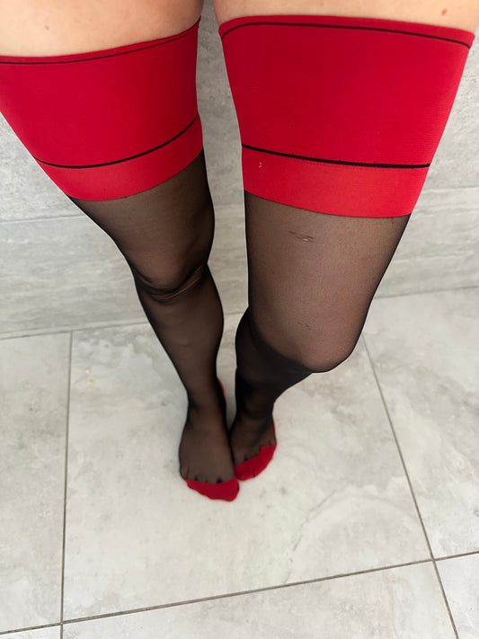 Thigh high red  stockings