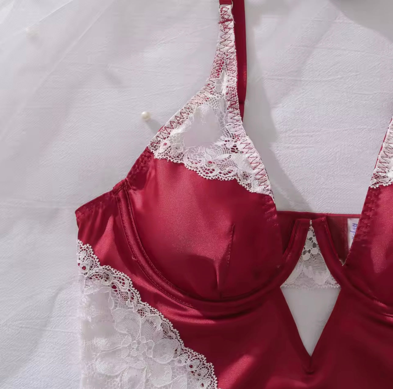 Christmas deep v silky night dress