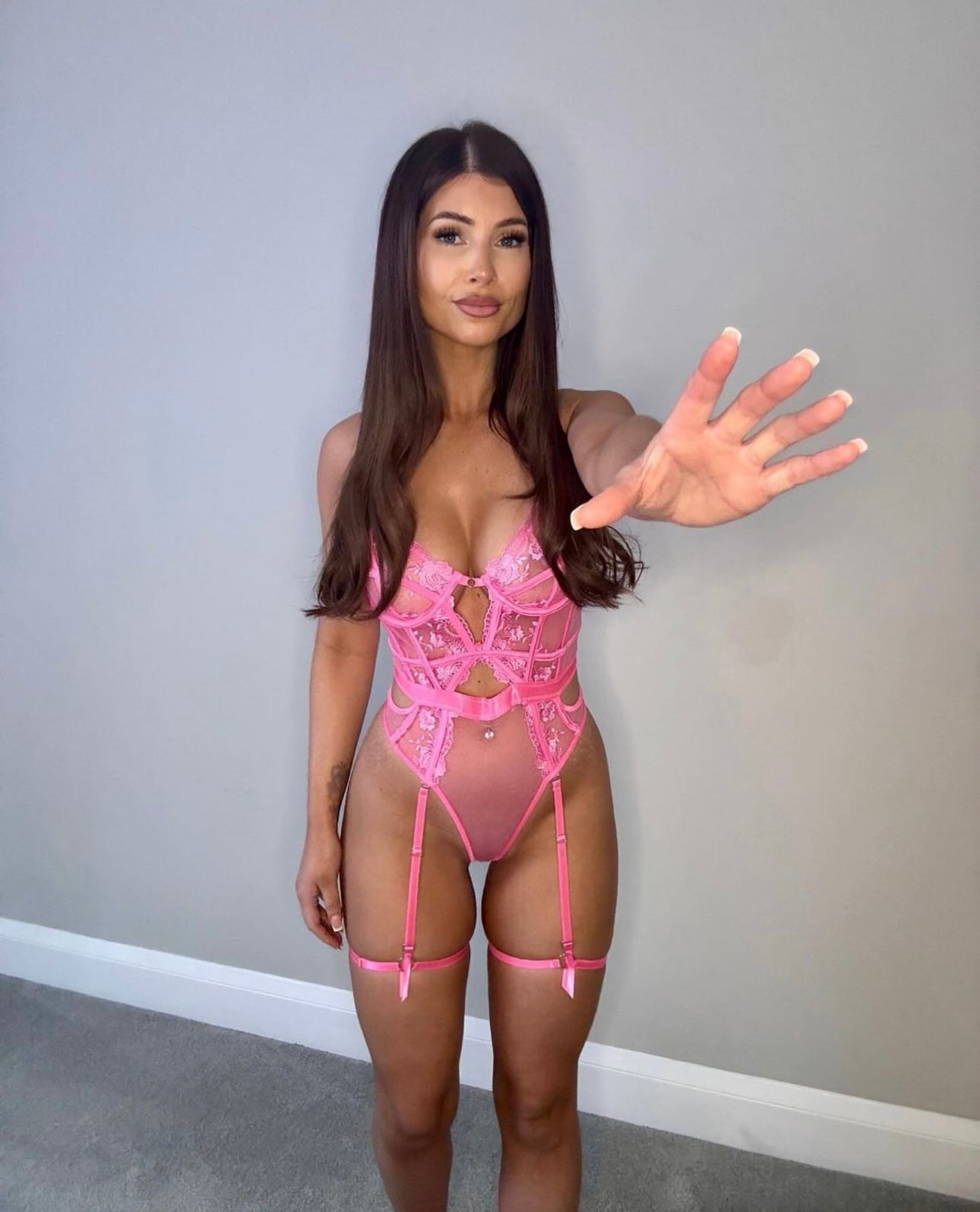 Cut out baddi bodysuit in pink