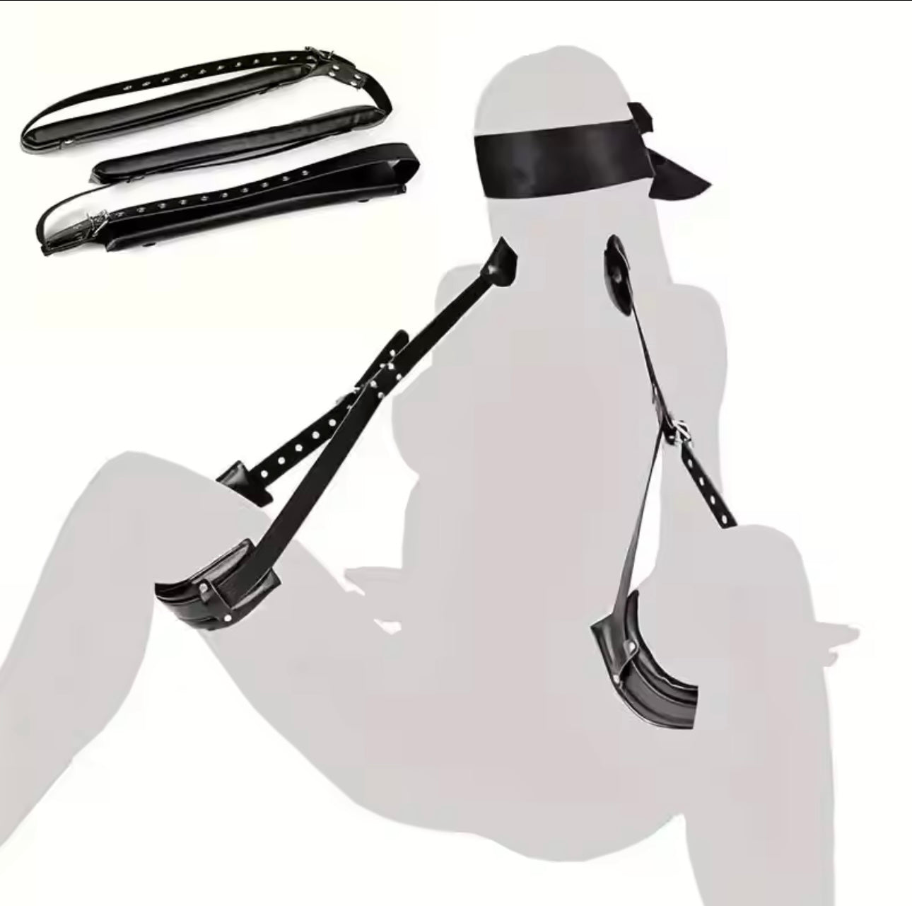 Pu leather Thigh restraint with sling and blind fold