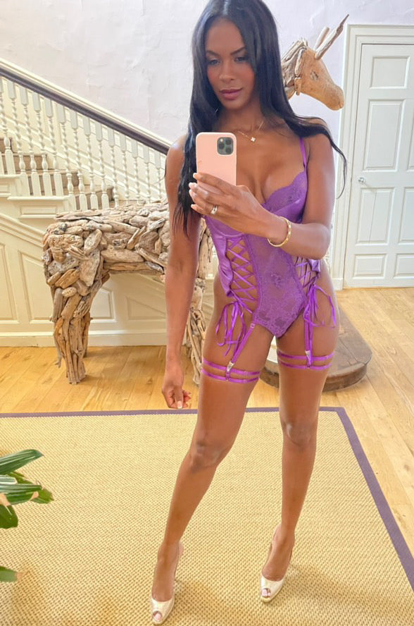 Purple lace up bodysuit