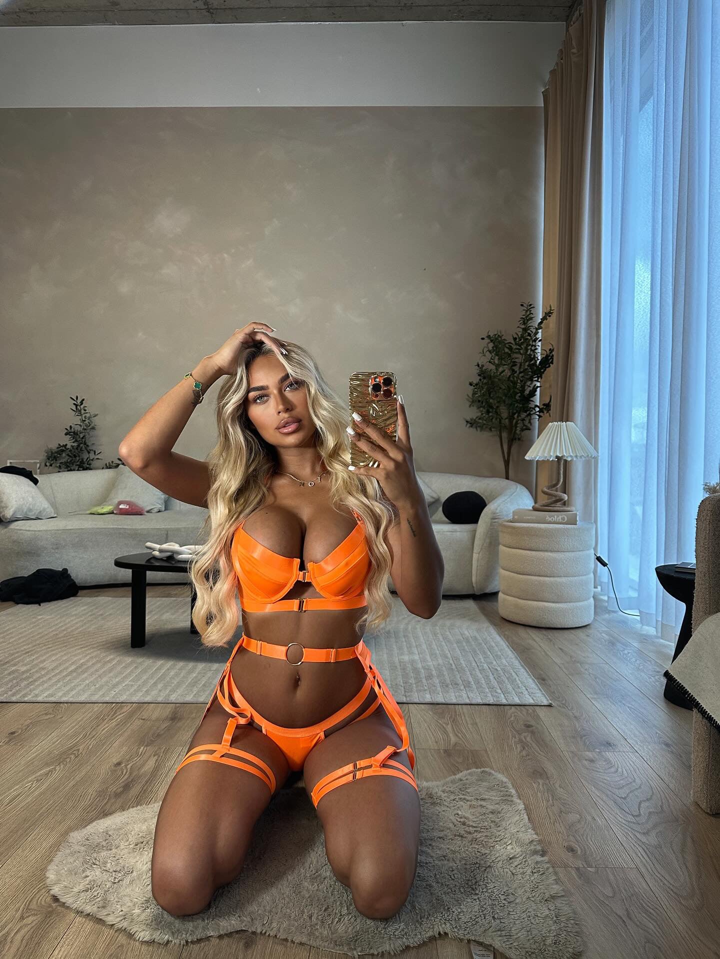 Zara Set in Coral Orange